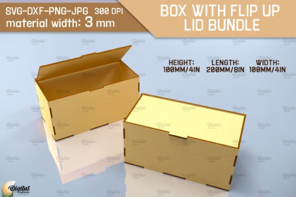 3D Laser Cut Box with Flip Up Lid