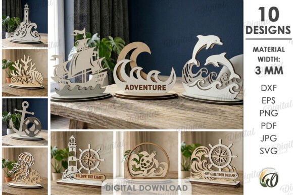 3D Summer Stands Bundle Laser Cut: Creative Design Templates