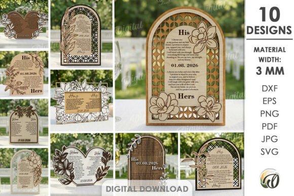 3D Wedding Vow Displays Bundle Laser Cut