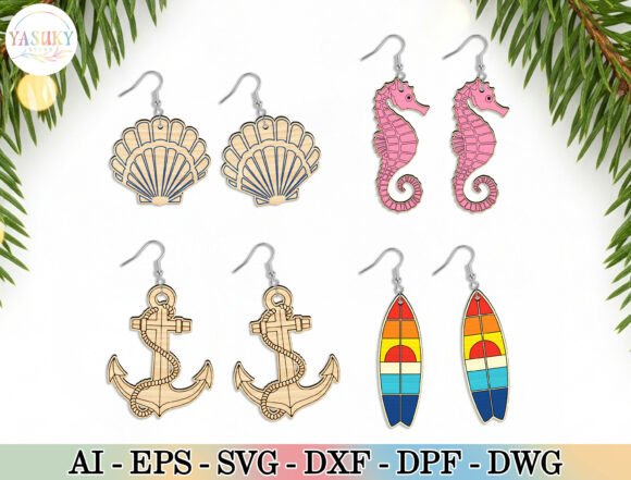 Beach Earrings SVG Bundle: Summer Craft Designs