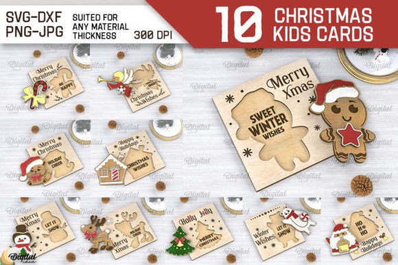 Christmas Kids Cards LaserCut Bundle: Festive Designs