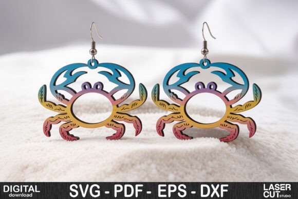 Crab Beach Earrings SVG Laser Cut: Coastal Charm for Your Creations
