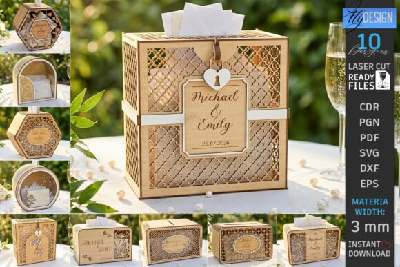 Create Elegant Wedding Card Box Laser Cut Bundle
