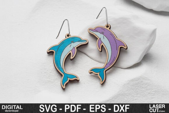 Dolphin Earrings SVG Laser Cut