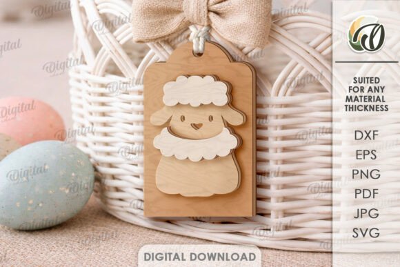 Easter Layered Tag Laser Cut for Digital Crafting