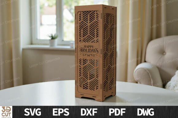 Elegant Laser Cut Wine Gift Box SVG for Memorable Presents