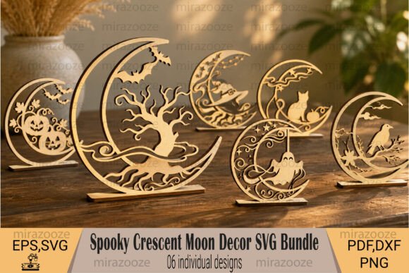 Enchant Your Halloween Crafts with the Spooky Moon Stand SVG Bundle