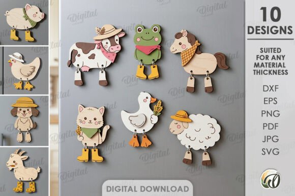 Farm Animals Magnets Bundle Laser Cut