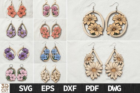 Floral Earrings Bundle SVG Laser Cut
