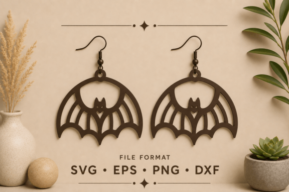 Halloween Bat Dangle Earrings Laser Cut