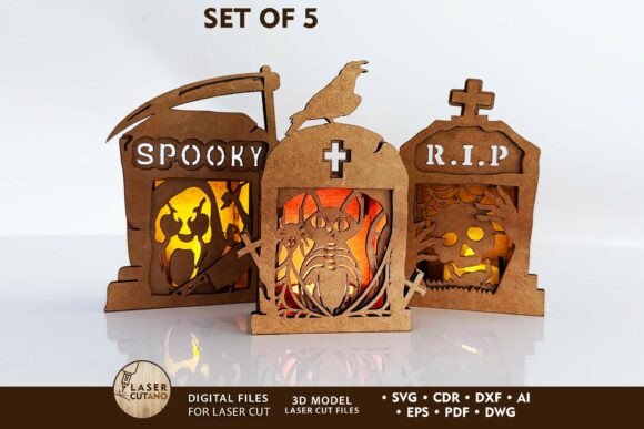 Halloween Tombstone Candle Holders SVG: Crafting a Haunting Glow