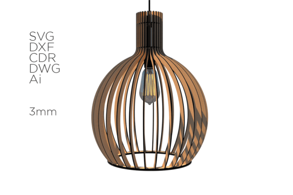 Laser Cut SVG File Hanglamp: Modern Pendant Lamp Template