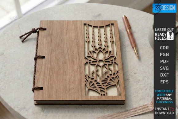Laser Cut Wooden Notebook Cover: CNC & Glowforge Design