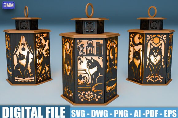Maine Coon Cat Lantern SVG for Cozy Decor