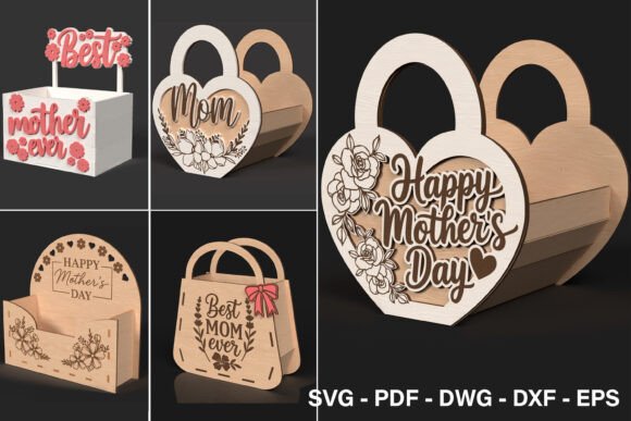 Mother's Day 3D Gift Box SVG Bundle: Creative Cut Files