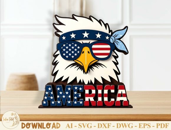 Patriotic Eagle America SVG for Laser Cutting