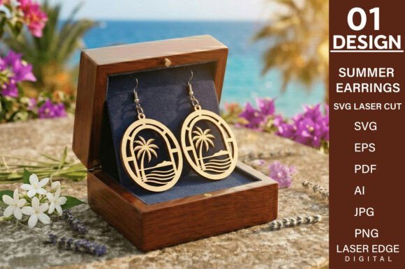 Summer Beach Earrings Laser Cut SVG: Perfect for Coastal Crafts