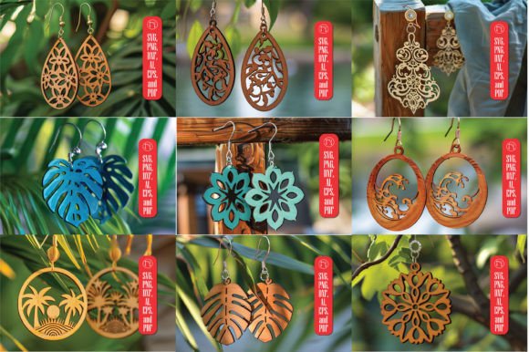 Summer Earrings Laser Cut SVG Collection: Creative Design Files
