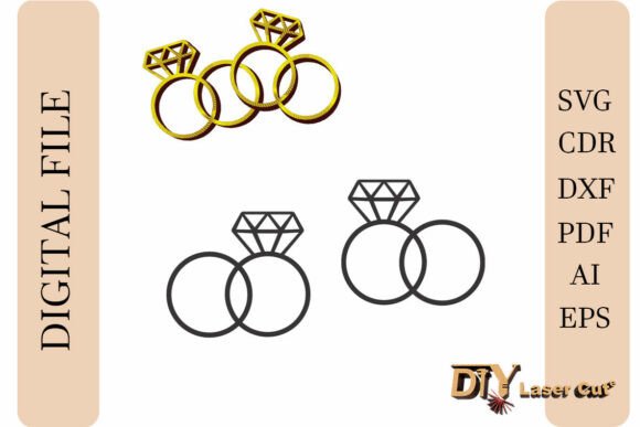 Two Wedding Rings: A Romantic Ring Cut File for Craft
